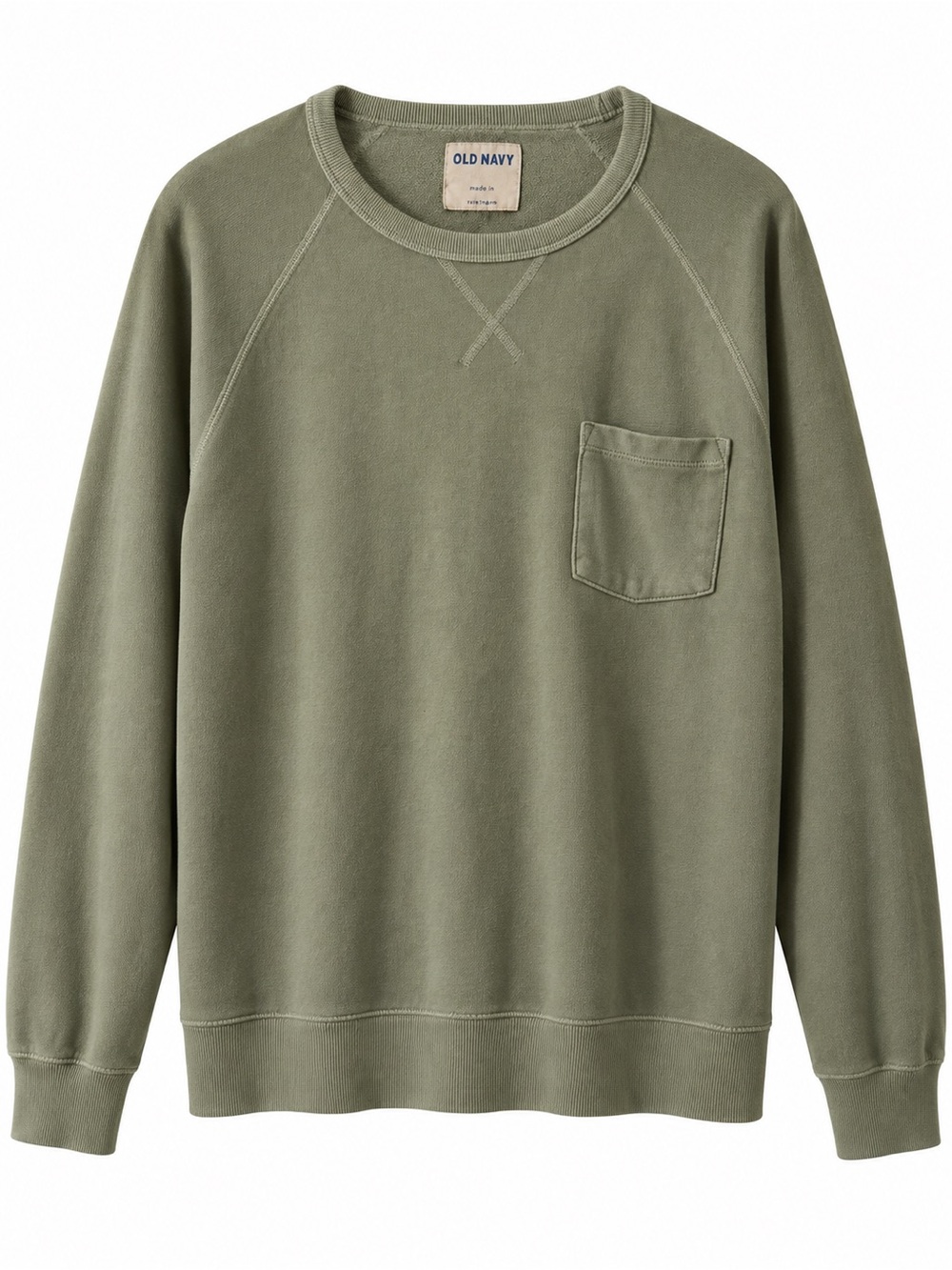 Old Navy Olive Green Crewneck Sweatshirt with Chest Pocket